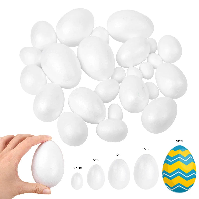 10-50pcs Easter Foam Egg White Styrofoam Fake Eggs Kids Painting Handmade Spring Easter Party Home Decoration DIY Wreath Craft