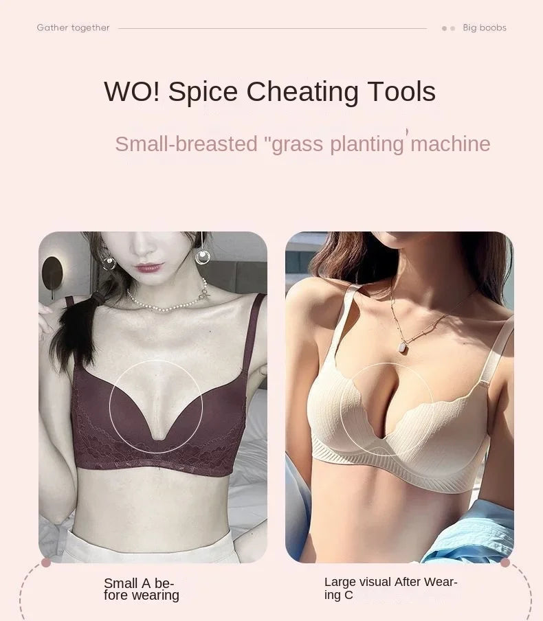 2024 New Push Up Bra for Small Chest Ultra Thick 6CM Padded No Steel Ring Comfortable & Sexy Lift Lingerie for Flat Chest Women