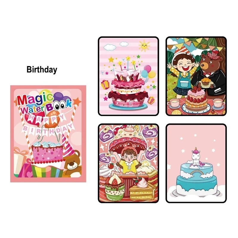 Kids Montessori Toy Coloring Book Magic Water Drawing Book Painting Drawing Toys Sensory EarlyEducation Toys for Baby 1 2 3 Year