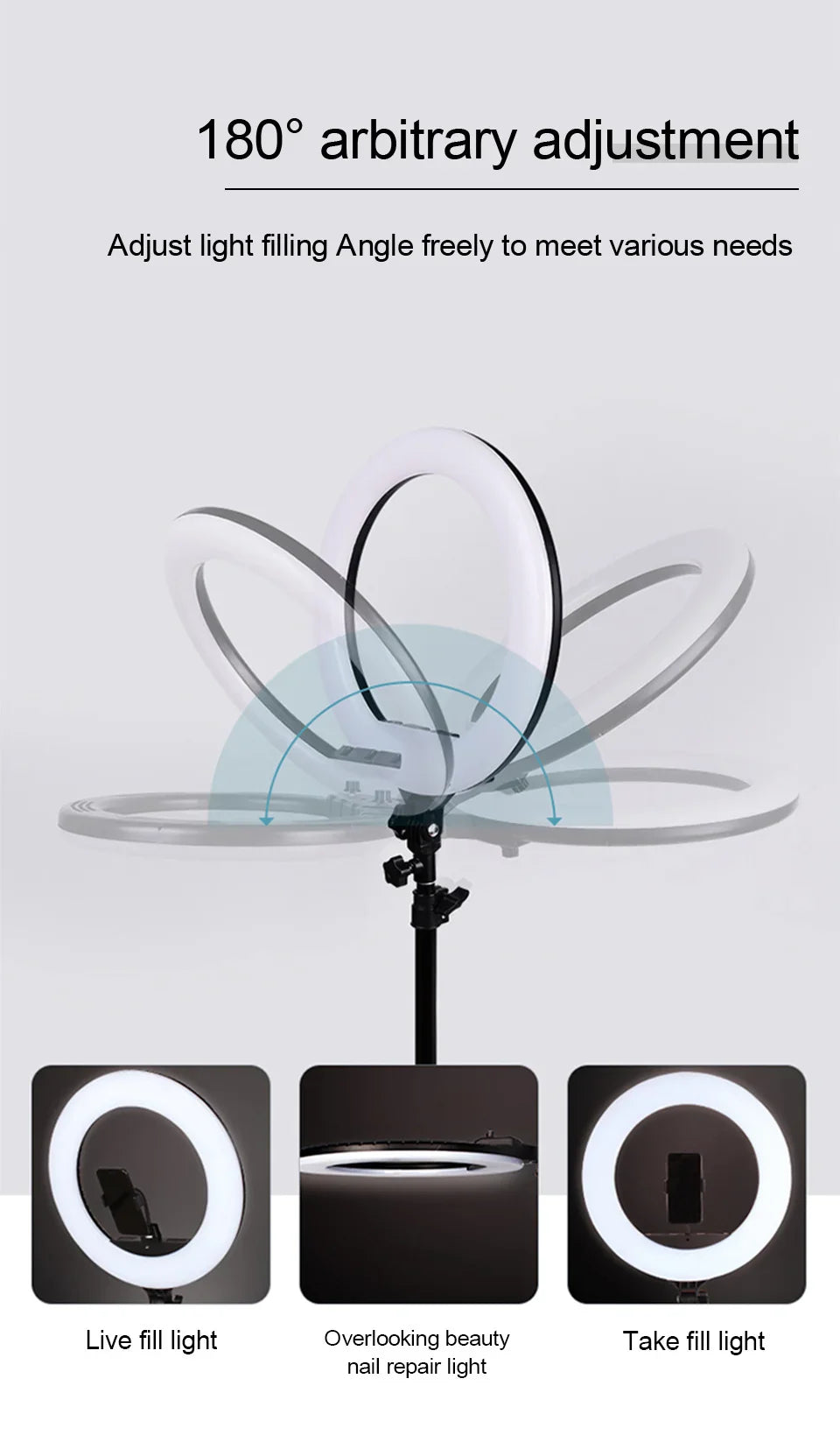 26cm Photo Ringlight Led Selfie Ring Light Phone Remote Control Lamp Photography Lighting With Tripod Stand Holder Youtube Video