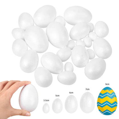 10-50pcs Easter Foam Egg White Styrofoam Fake Eggs Kids Painting Handmade Spring Easter Party Home Decoration DIY Wreath Craft