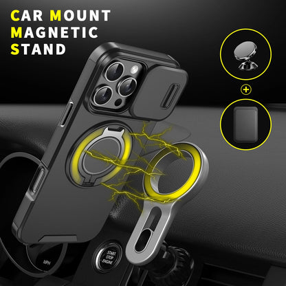 Luxury Magsafe Magnetic Wireless Charging Armor Case For iPhone 16 15 14 13 12 11 Pro Max Plus Slide Camera Protection PC Cover
