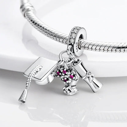 2025 Hot Sale Charms Bead 925 Sterling Silver Pink Butterfly Luminous Firefly Dangle Fit Bangle Bracelet Necklace DIY Jewelry