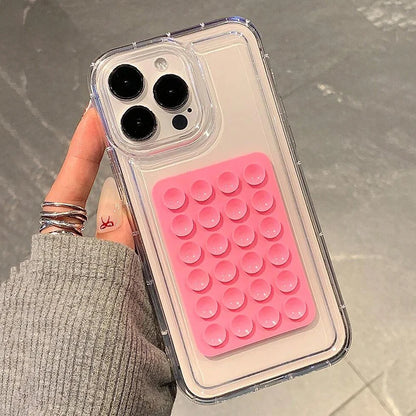 Phone Case For iPhone 16 15 14 Pro Max Plus 16E 11 12 13 Pro 7 8 XR X XS SE2 3D Suction Cup Airbag Transparent Shockproof Cover