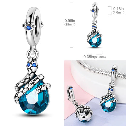 2025 Hot Sale Charms Bead 925 Sterling Silver Pink Butterfly Luminous Firefly Dangle Fit Bangle Bracelet Necklace DIY Jewelry