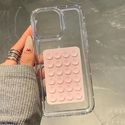 Phone Case For iPhone 16 15 14 Pro Max Plus 16E 11 12 13 Pro 7 8 XR X XS SE2 3D Suction Cup Airbag Transparent Shockproof Cover