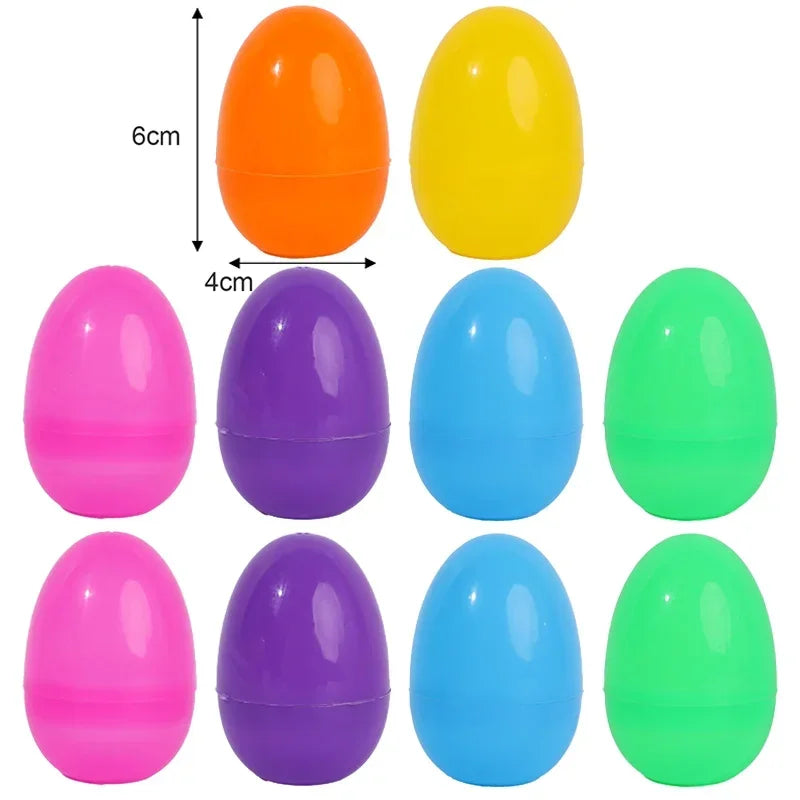 50/10PCS Plastic Easter Eggs Fillable Plastic Egg Kids Toy Colorful Gift Packaging Box Easter Party Hunt Game DIY Craft Supplies
