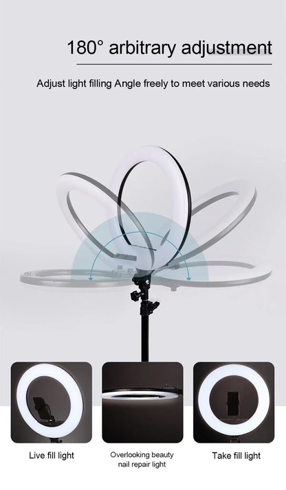 26cm Photo Ringlight Led Selfie Ring Light Phone Remote Control Lamp Photography Lighting With Tripod Stand Holder Youtube Video