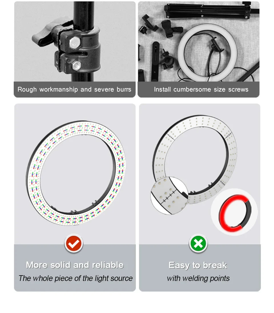 26cm Photo Ringlight Led Selfie Ring Light Phone Remote Control Lamp Photography Lighting With Tripod Stand Holder Youtube Video