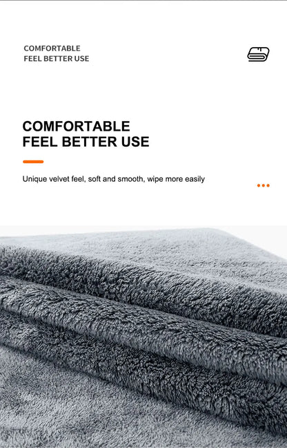 SEAMETAL 40X100CM Car Wash Towel Coral Velvet Microfiber Clean Cloth No Hemming Thickened Soft High Absorbent Car Washing Towels