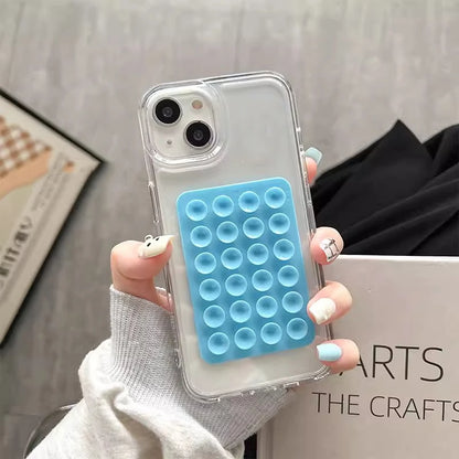 Phone Case For iPhone 16 15 14 Pro Max Plus 16E 11 12 13 Pro 7 8 XR X XS SE2 3D Suction Cup Airbag Transparent Shockproof Cover