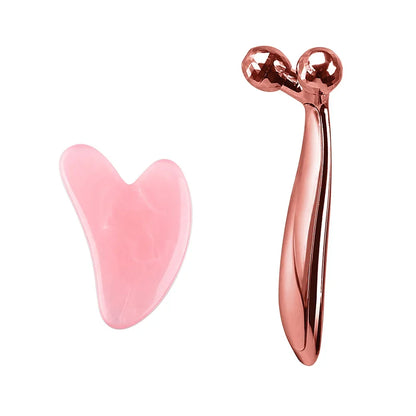 Y Shape 3D Roller Face Neck Massager 360 Rotate Thin Body Massage Tools + Guasha Gouache Scraper Skin Lifting Wrinkle Remover