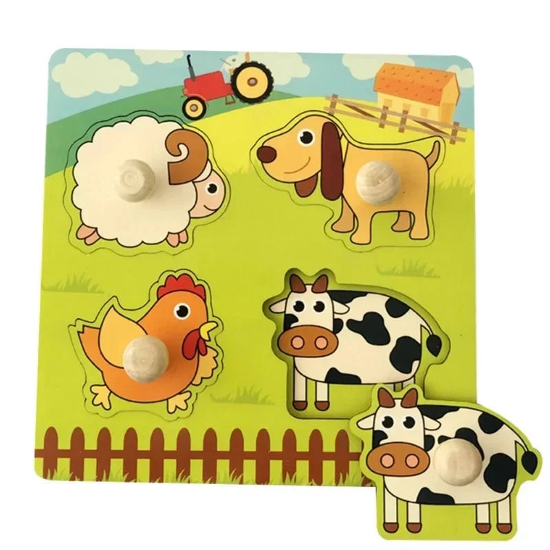 Baby Montessori Toys 3D Wooden Puzzles Children'S Hand Scratch Board Puzzle Kids Early Learning Education Fruit Cognitive Toy
