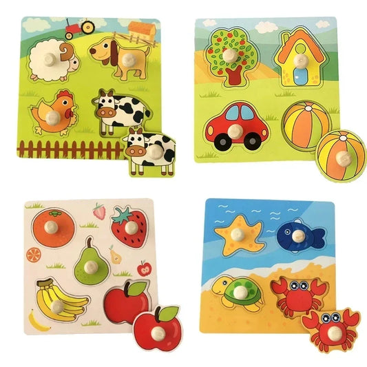 Baby Montessori Toys 3D Wooden Puzzles Children'S Hand Scratch Board Puzzle Kids Early Learning Education Fruit Cognitive Toy