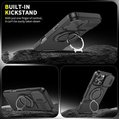 Luxury Magsafe Magnetic Wireless Charging Armor Case For iPhone 16 15 14 13 12 11 Pro Max Plus Slide Camera Protection PC Cover