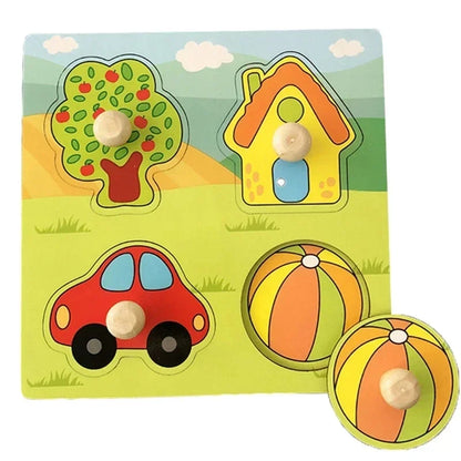 Baby Montessori Toys 3D Wooden Puzzles Children'S Hand Scratch Board Puzzle Kids Early Learning Education Fruit Cognitive Toy