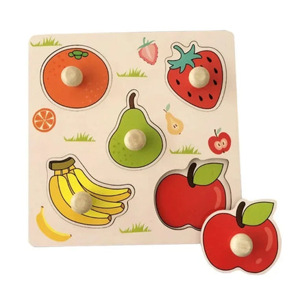 Baby Montessori Toys 3D Wooden Puzzles Children'S Hand Scratch Board Puzzle Kids Early Learning Education Fruit Cognitive Toy