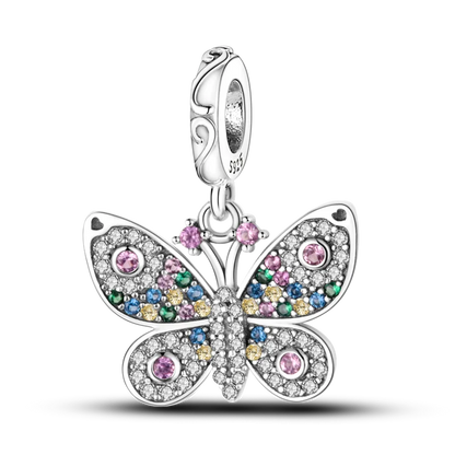 2025 Hot Sale Charms Bead 925 Sterling Silver Pink Butterfly Luminous Firefly Dangle Fit Bangle Bracelet Necklace DIY Jewelry