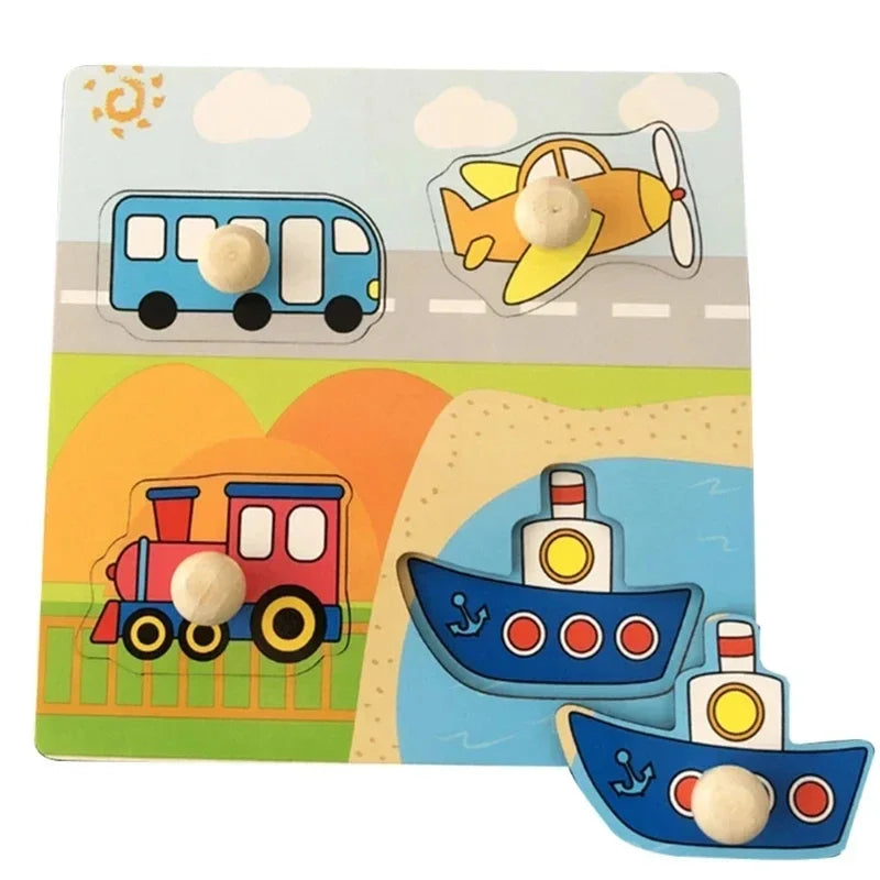 Baby Montessori Toys 3D Wooden Puzzles Children'S Hand Scratch Board Puzzle Kids Early Learning Education Fruit Cognitive Toy